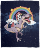 Cute Unicorn Riding Ferocious Dinosaur Throw Blanket Gifts for Boys and Girls VPM Cozy Plush Fleece Blanket - 50x60