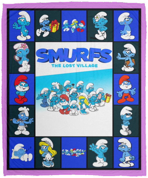 Smurf Blanket, Smurfs - The Lost Village Fleece, Sherpa Blanket VPM Cozy Plush Fleece Blanket - 50x60