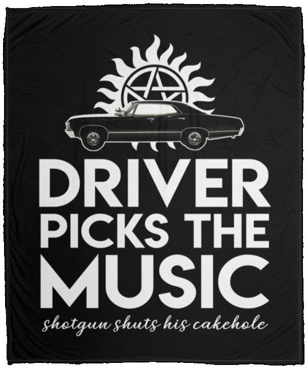 Driver Picks The Music Soft Fleece Throw Bed Couch Living Room Blanket, Supernatural Blanket - Cozy Plush Fleece Blanket - 50"x60" (Black)