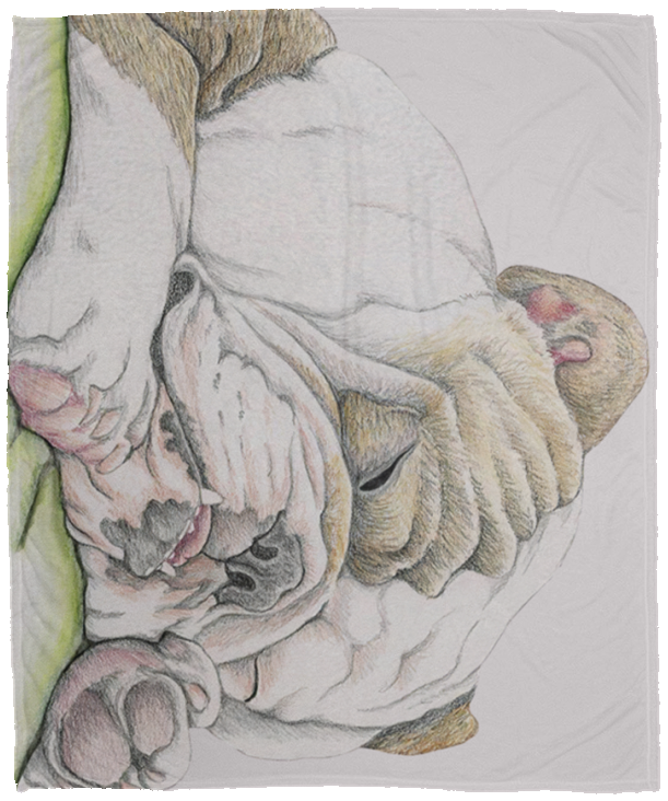 Sleepy English Bulldog Blanket, Sleepy Bulldog Soft Fleece, Sherpa Blanket VPM Cozy Plush Fleece Blanket - 50x60