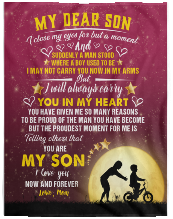 My Dear Son Blanket - I Closed My Eyes for but a Moment (Mom) Gift Blanket, to My Son Blanket from Mom Mother Dad Father Gifts - VPL Cozy Plush Fleece Blanket - 60x80