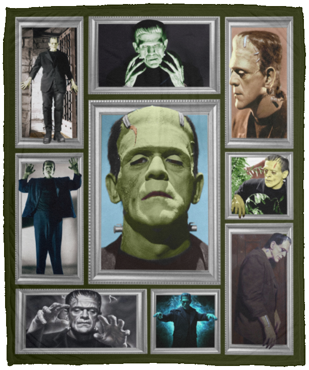 Frankenstein Blanket, Frankenstein - Shelley Mary Fleece, Sherpa Blanket - VPM Cozy Plush Fleece Blanket - 50x60