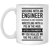 Jyotis - Arguing Is Like Wrestling Pig In The Mud - Saying For Engineering Student Retired Engr Graduation Day National Engineering Week Christmas Sar 11oz