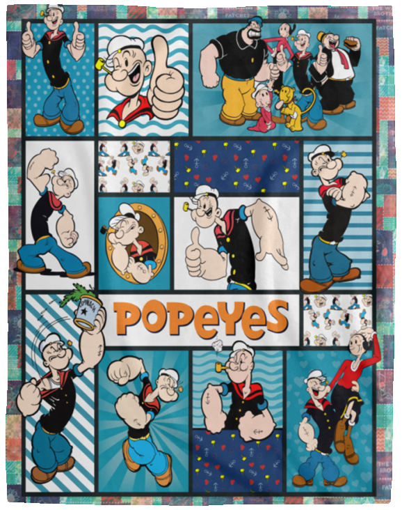 Popeye Blanket, Popeye the Sailor Fleece, Sherpa Blanket VPL Cozy Plush Fleece Blanket - 60x80