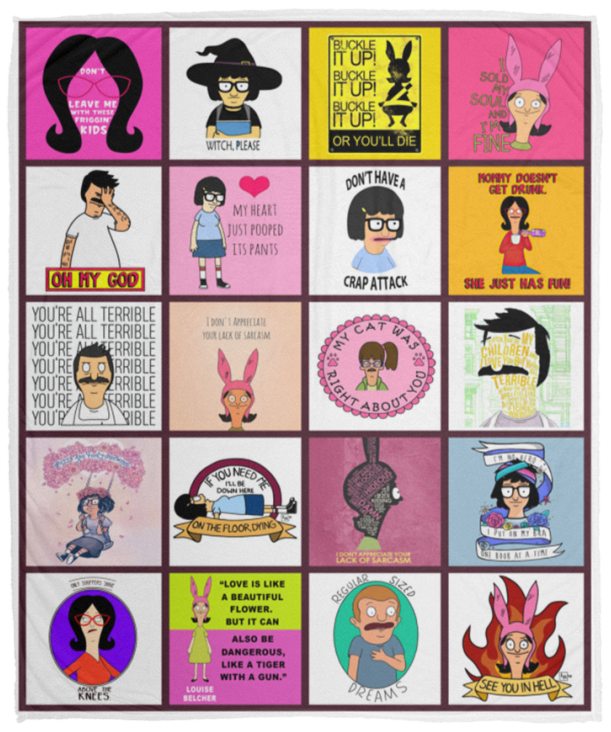 BOBS Burger Fleece Sherpa Blanket Quilt Supper Soft Lightweight Blanket for Bedroom Living Room Sofa - VPM Cozy Plush Fleece Blanket - 50x60