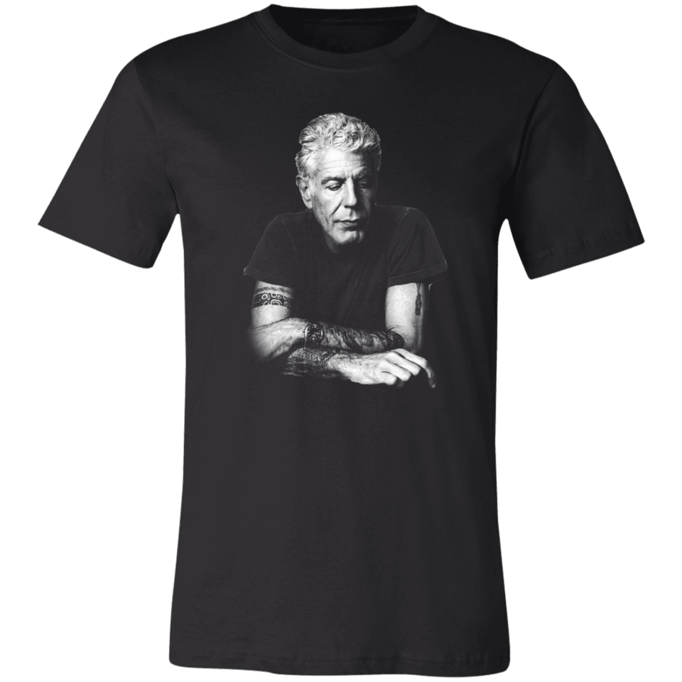 Anthony Bourdain T-Shirt Chef Gift - Anthony Bourdain Shirt - Canvas Unisex T-Shirt Black Navy