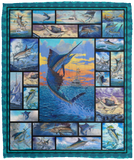 Love Marlin Sailfish Blanket, Love Marlin Sailfish Quilt, Fishing Camping Fleece Sherpa Blankets for Mens Womens Birthday Mothers Day - VPM Cozy Plush Fleece Blanket - 50x60