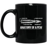 The Anatomy of a Pew Coffee Mug 11oz, The Anatomy of a Pew Mug, Ceramic Coffee Tea Cup Black