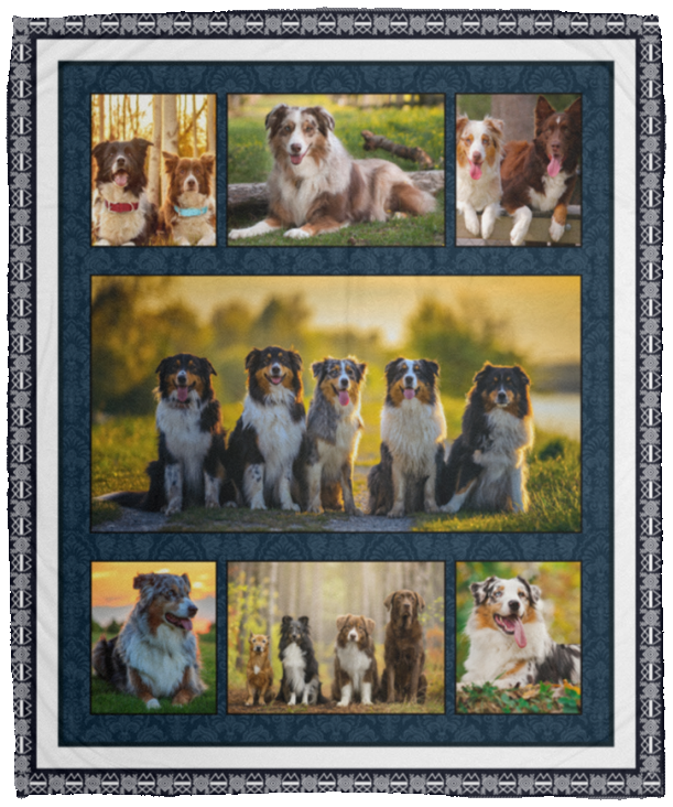 Australian Shepherd Blanket Fleece Sherpa Throw Quilt Blanket for Bedroom Sofa VPM Cozy Plush Fleece Blanket - 50x60