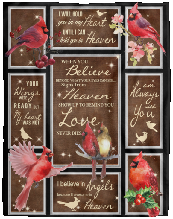 Cardinal Blanket, When You Believe Fleece, Sherpa Blanket, Gift Ideas - VPL Cozy Plush Fleece Blanket - 60x80