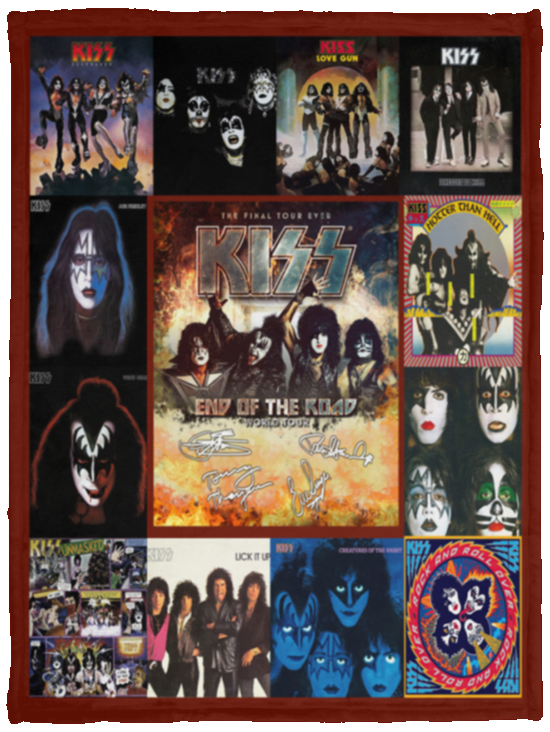 Kiss Blanket, Kiss End Of The Road World Tour Fleece, Sherpa Blanket - VPS Cozy Plush Fleece Blanket - 30x40