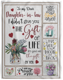 to Daughter in Law Blanket - to My Dear Daughter in Law I Didn't Give You The Gift of Life Life Gave Me The Gift of You Blanket - Cozy Plush Fleece Blanket - 60"x80"
