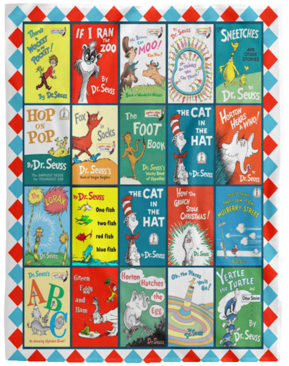 Dr.seuss Books Blanket, Dr. Seuss For Fans Fleece, Sherpa, Throw Blanket - VPL Cozy Plush Fleece Blanket - 60x80