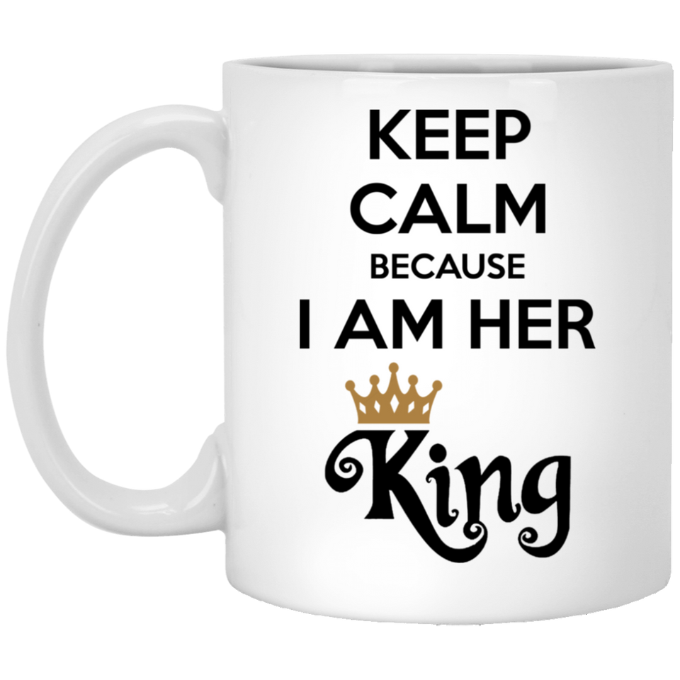 Jyotis - Keep Calm I Am Her King & His Queen Coffee Mugs - His and Hers Ceramic Cups - Matching Gifts for Her and Him 11Oz