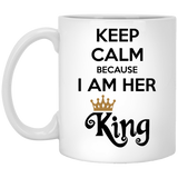 Jyotis - Keep Calm I Am Her King & His Queen Coffee Mugs - His and Hers Ceramic Cups - Matching Gifts for Her and Him 11Oz