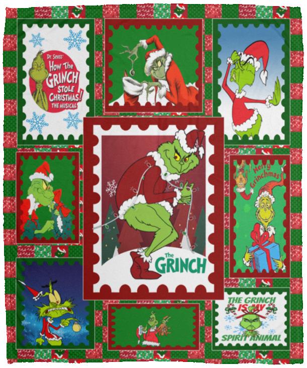 The Grinch Christmas Blanket, The Grinch Fleece, Sherpa Blanket VPM Cozy Plush Fleece Blanket - 50x60