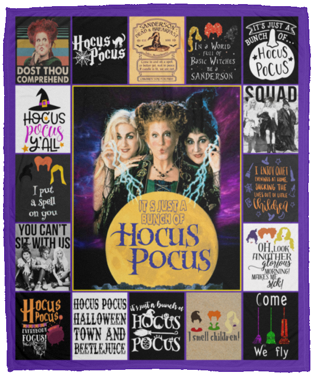 Hocus Pocus Blanket Halloween Quilt Fleece Sherpa Throw Blanket Witch Squad - VPM Cozy Plush Fleece Blanket - 50x60
