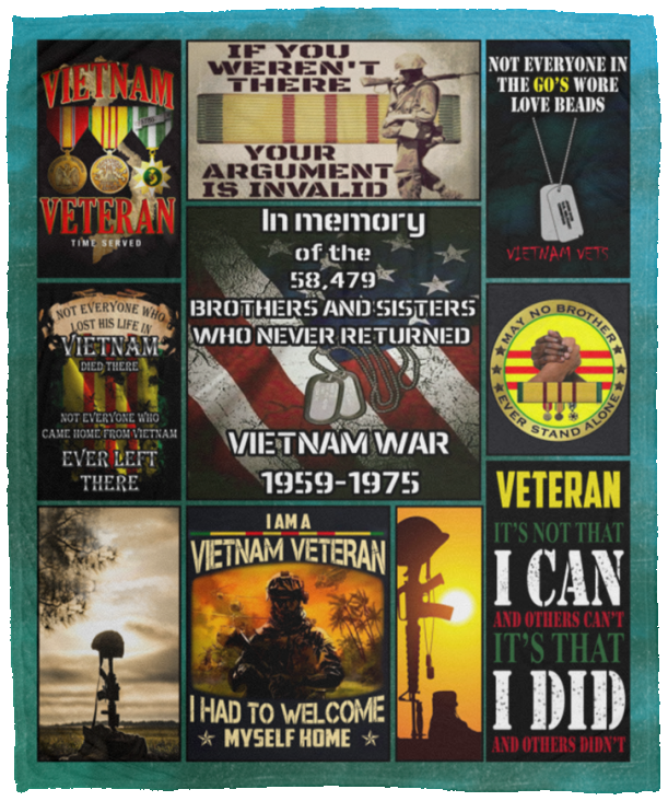 Vietnam Veteran Blanket, U.S. Army Veteran Quilt, Fleece, Sherpa Blanket VPM Cozy Plush Fleece Blanket - 50x60