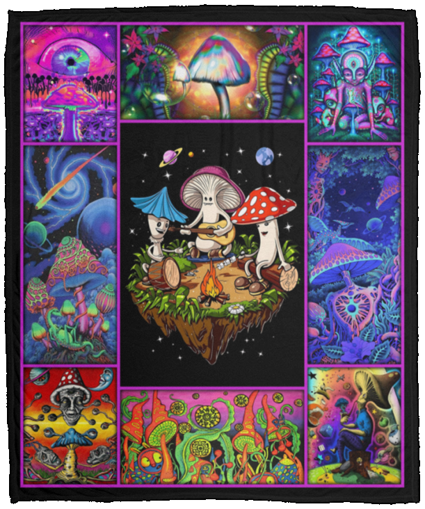 Love Mushroom Blanket, Mushroom 3D Fleece, Sherpa Blanket VPM Cozy Plush Fleece Blanket - 50x60