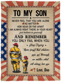 To My Son Blanket, Firefighter Fleece, Sherpa Blanket, Gift Ideas VPS Cozy Plush Fleece Blanket - 30x40