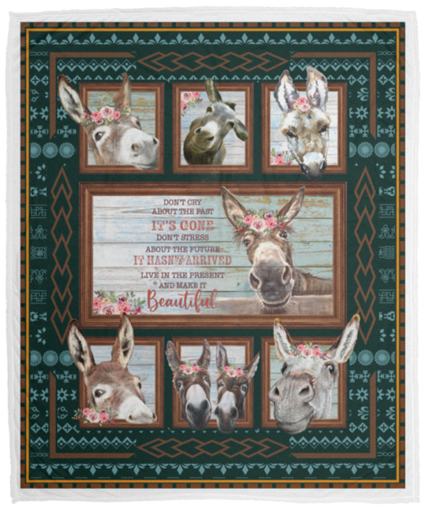 Make It Beautiful Blanket, Donkey Fleece, Sherpa Blanket, Gift Ideas - VPM Cozy Plush Fleece Blanket - 50x60