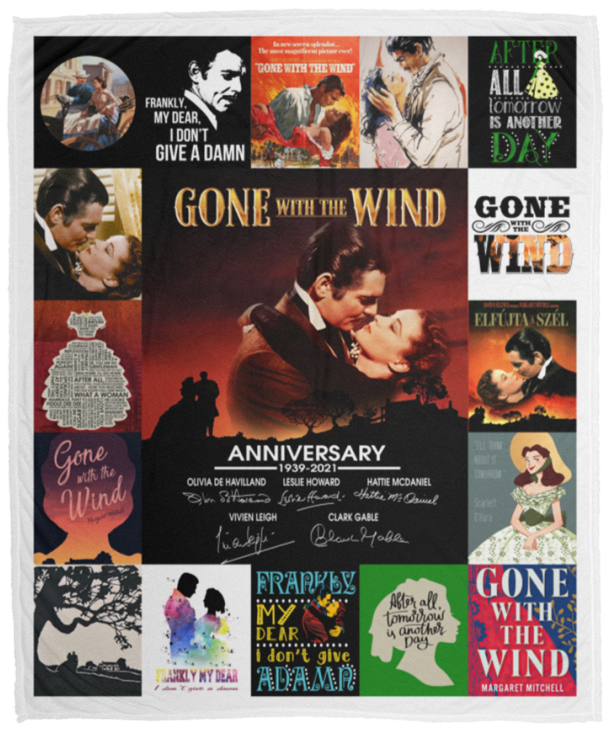 Gone With The Wind 82th Anniversary Blanket Quilt Fleece Sherpa Throw Blanket VPM Cozy Plush Fleece Blanket - 50x60