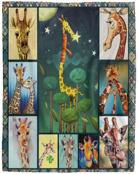 Giraffes Lover, Love Giraffes Blanket, Quilt, Fleece, Sherpa Blanket - VPL Cozy Plush Fleece Blanket - 60x80