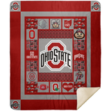 Ohio State Buckeyes Ver1 Quilt Blanket Fleece Sherpa Throw Blanket Quilt - MSHM Premium Mink Sherpa Blanket 50x60