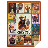 Smokey Bear Fleece Sherpa Blanket Quilt Supper Soft Lightweight Blanket for Bedroom Living Room Sofa MSHL Premium Mink Sherpa Blanket 60x80