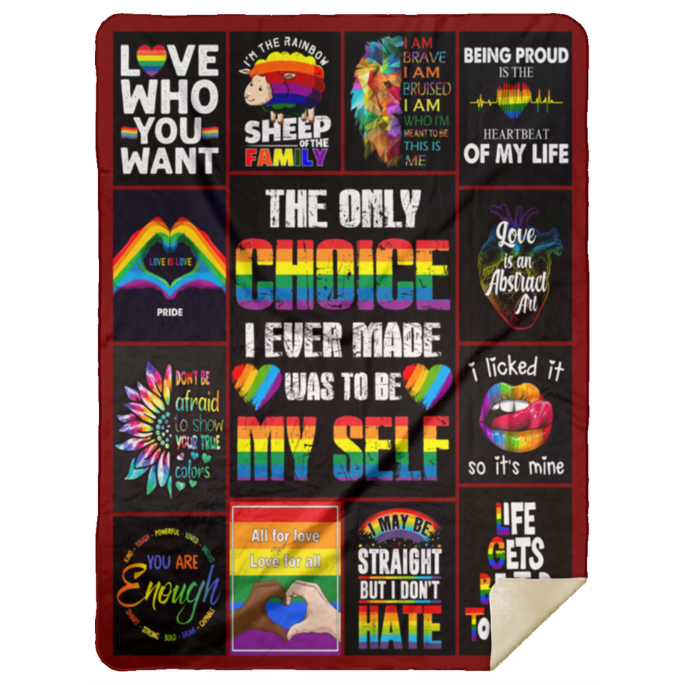 LGBT Blanket, LGBT Gay Couple Rainbow Fleece Blanket Gifts for Birthday - MSHL Premium Mink Sherpa Blanket 60x80