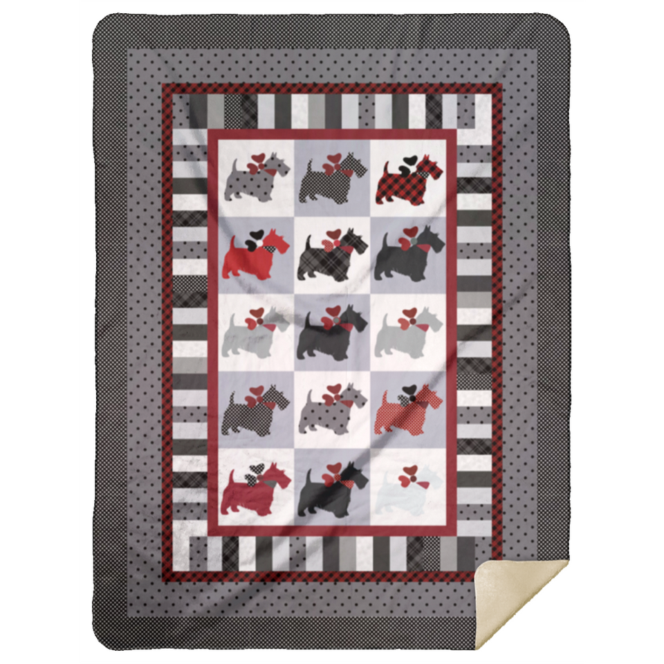 Scottie Dog Blanket - Cute Scottie Puppies Blanket, Fleece or Sherpa Blankets - Gift for Scottie Dog Owners MSHL Premium Mink Sherpa Blanket 60x80