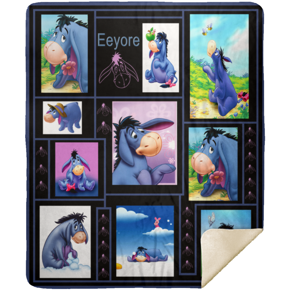 Eeyore Fabric Quilt Blanket Fleece Sherpa Throw Blanket Bedroom Living Room - MSHM Premium Mink Sherpa Blanket 50x60