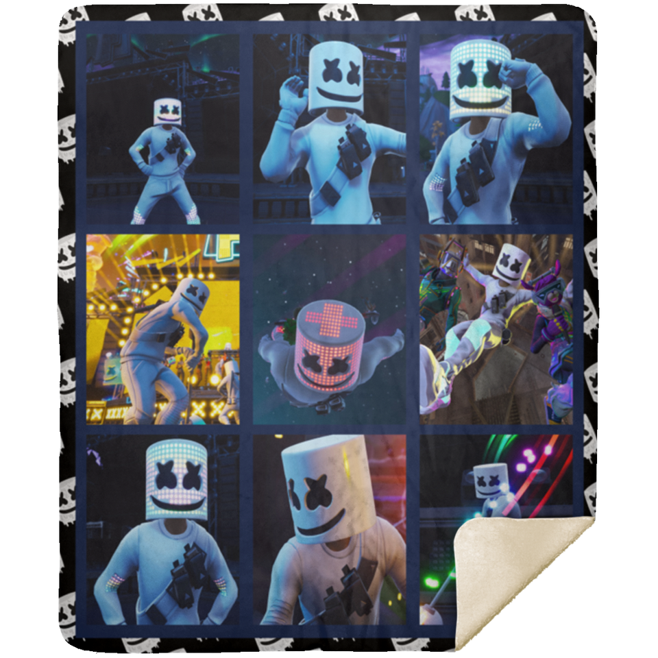 Marshmello Blanket, Fortnite Game 3D Fleece, Sherpa Blanket Gift Ideas - MSHM Premium Mink Sherpa Blanket 50x60