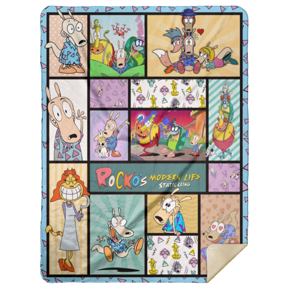 Rocko's Modern Life Blanket, Rocko's Modern Life TV Series Fleece Sherpa Blanket MSHL Premium Mink Sherpa Blanket 60x80