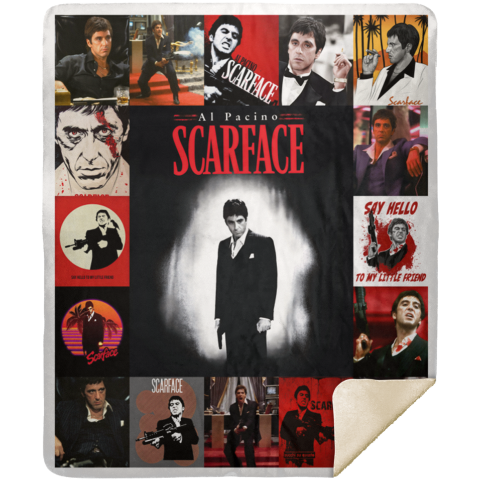 Scarface Blanket, Gangster Movies Fleece, Sherpa Blanket - MSHM Premium Mink Sherpa Blanket 50x60