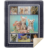 Yorkshire Terrier Fleece Blanket, Yorkie Haircuts Puppies Portrait Painting - MSHM Premium Mink Sherpa Blanket 50x60