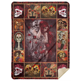 Sugar Skull Blanket Day Of The Dead Quilt Fleece Sherpa Throw Quilt Blanket MSHL Premium Mink Sherpa Blanket 60x80