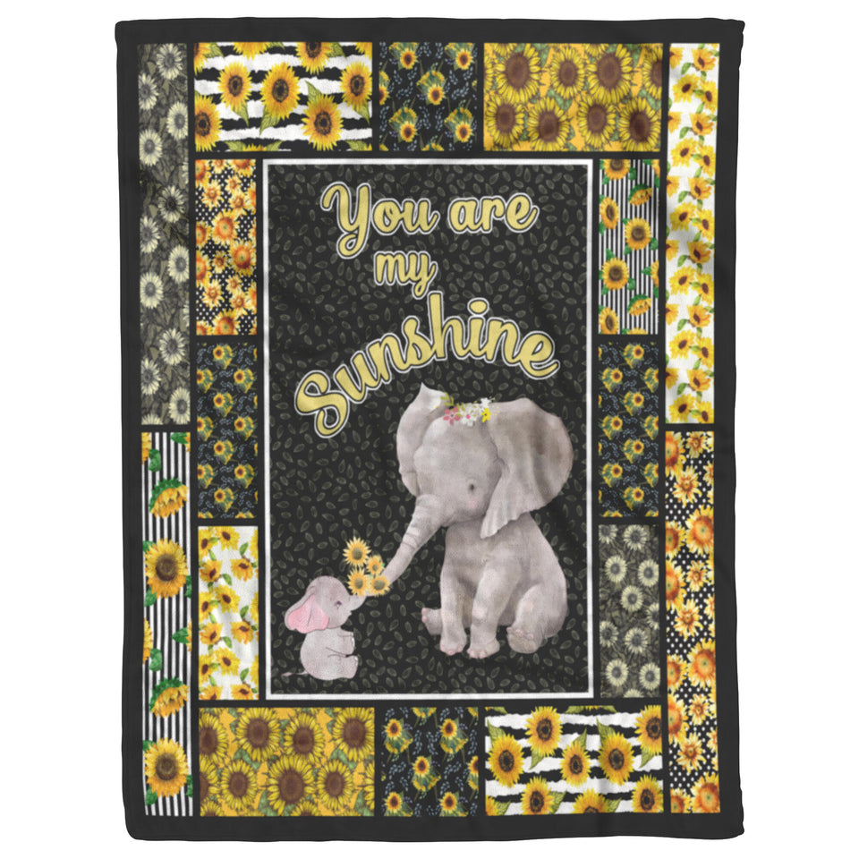 Elephant Sunflower Blanket 50x60