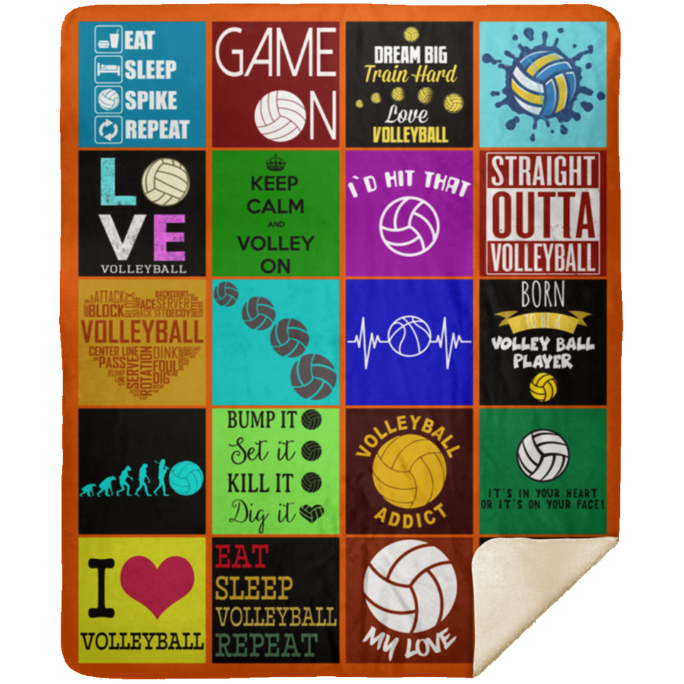 VOLLEYBALL Quilt Blanket Fleece Sherpa Throw Blanket Bedroom Sofa - MSHM Premium Mink Sherpa Blanket 50x60