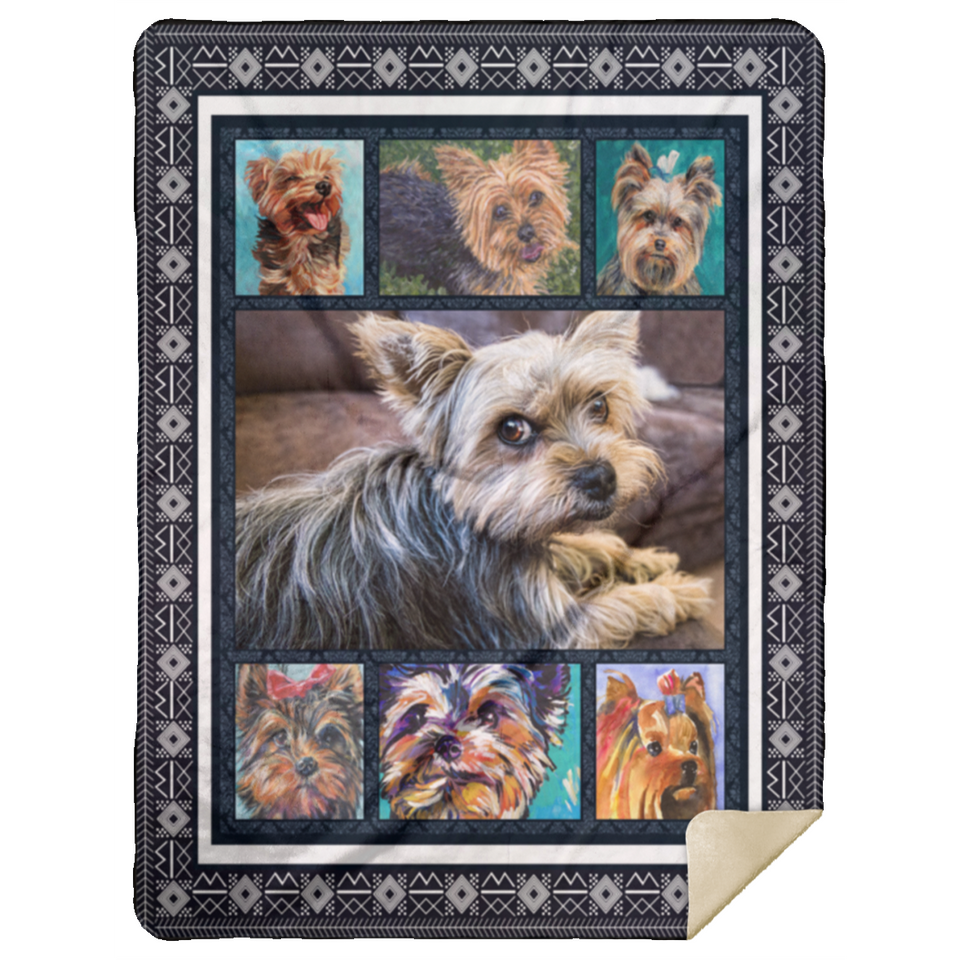 Yorkshire Terrier Dog Blanket Yorkshire Terrier Dog Lover Quilt Fleece Sherpa - MSHL Premium Mink Sherpa Blanket 60x80