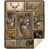Whitetail Deer Blanket Whitetail Deer 3D Quilt Fleece Sherpa - MSHM Premium Mink Sherpa Blanket 50x60