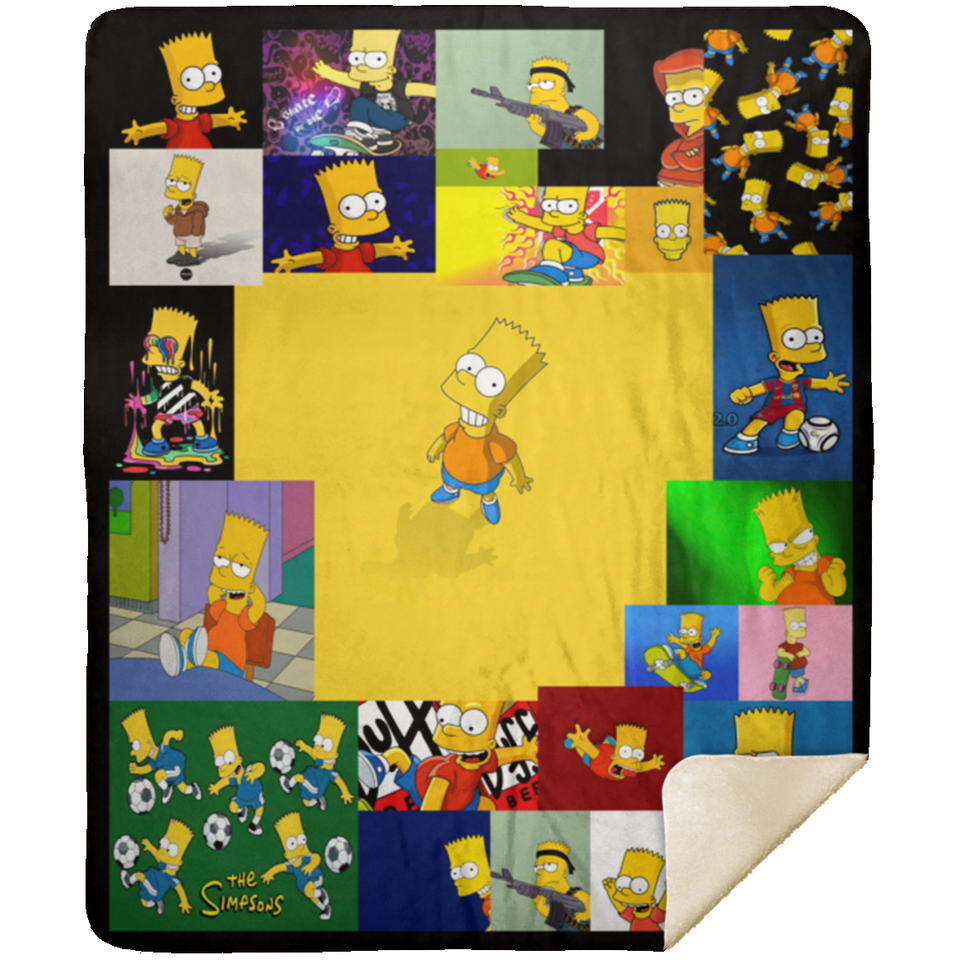 Bart Simpson Blanket, The Simpsons Quilt, Fleece, Sherpa Blanket - MSHM Premium Mink Sherpa Blanket 50x60
