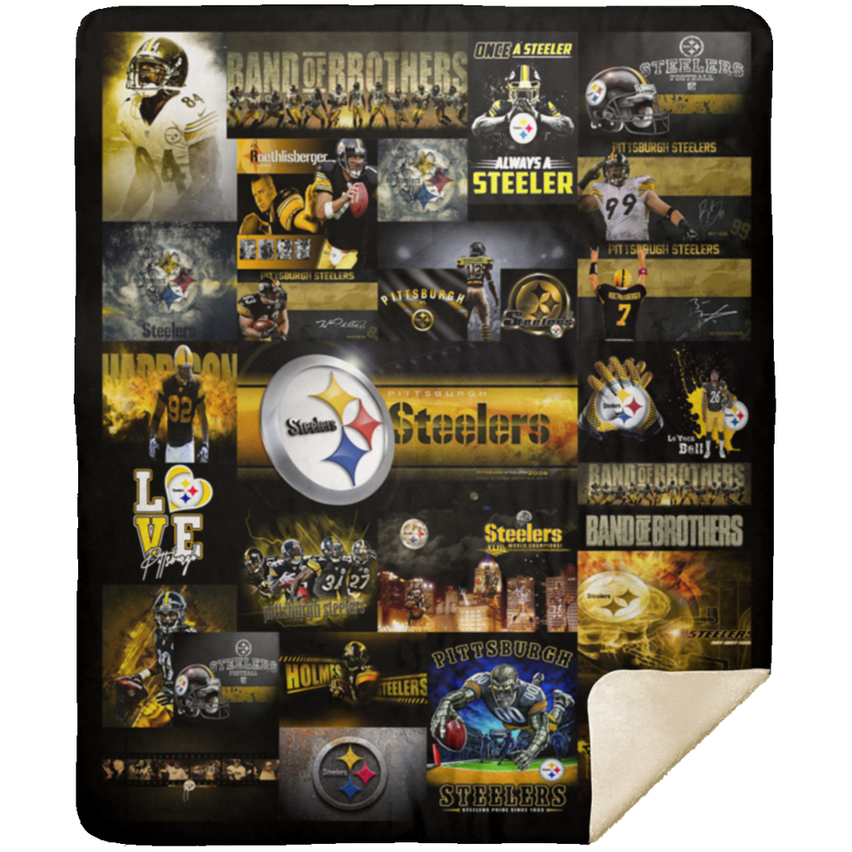 Pittsburgh Steelers 3D Quilt Blanket Fleece Sherpa Throw Blanket Bedroom Sofa - MSHM Premium Mink Sherpa Blanket 50x60