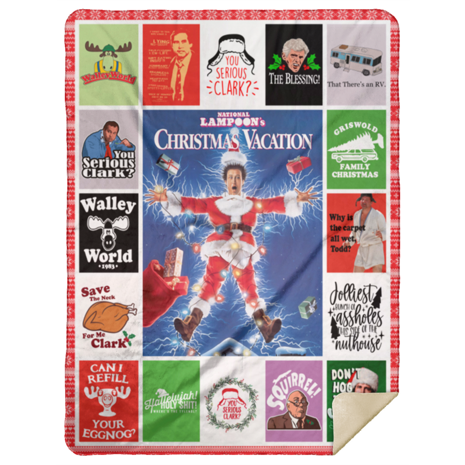 National Lampoons Christmas Blanket, Merry Christmas Fleece, Sherpa Blanket MSHL Premium Mink Sherpa Blanket 60x80