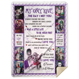 Joker Harley Quinn Blanket, My Only Love Fleece, Sherpa Blanket Valentine's gift - MSHL Premium Mink Sherpa Blanket 60x80