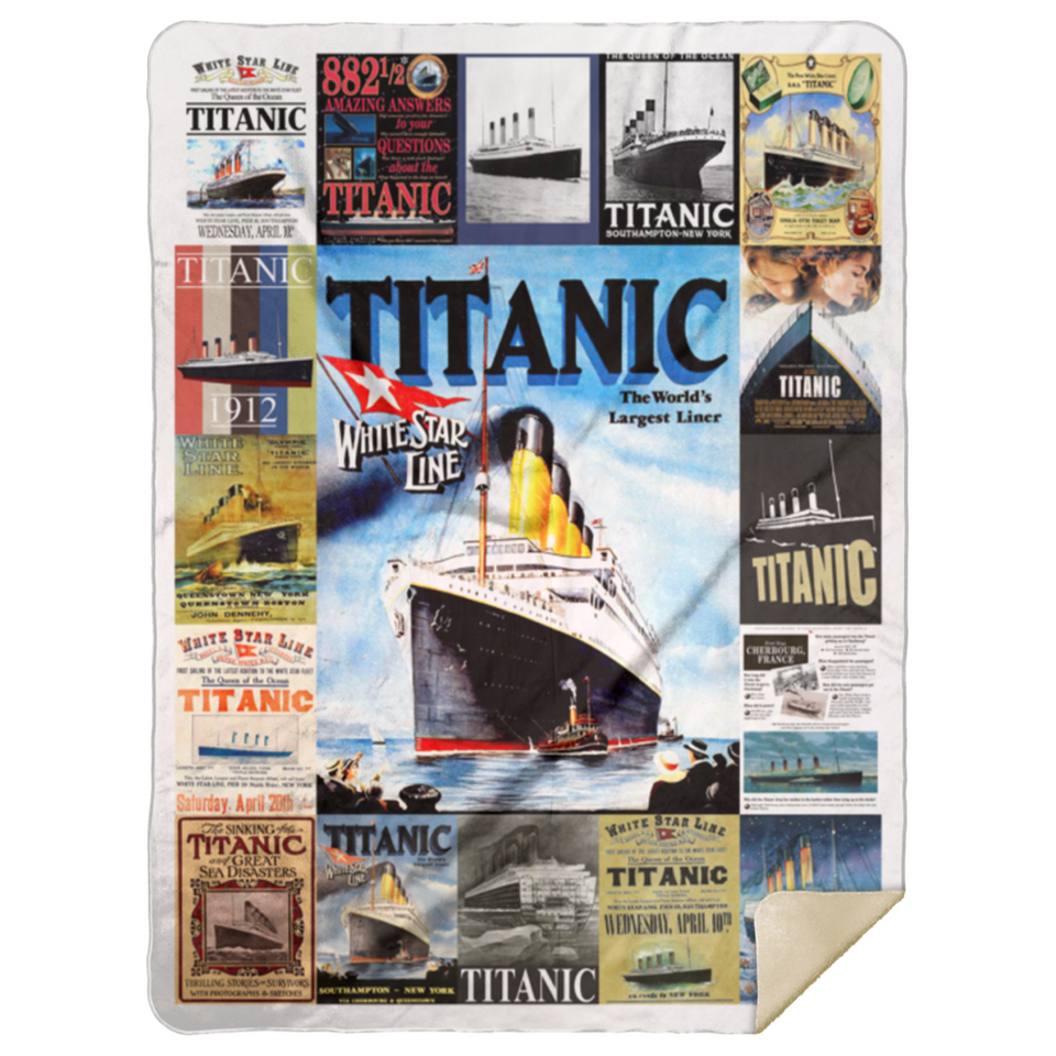 Titanic Blanket Titanic - White Star Line Fleece Sherpa Blanket Gift Idea MSHL Premium Mink Sherpa Blanket 60x80