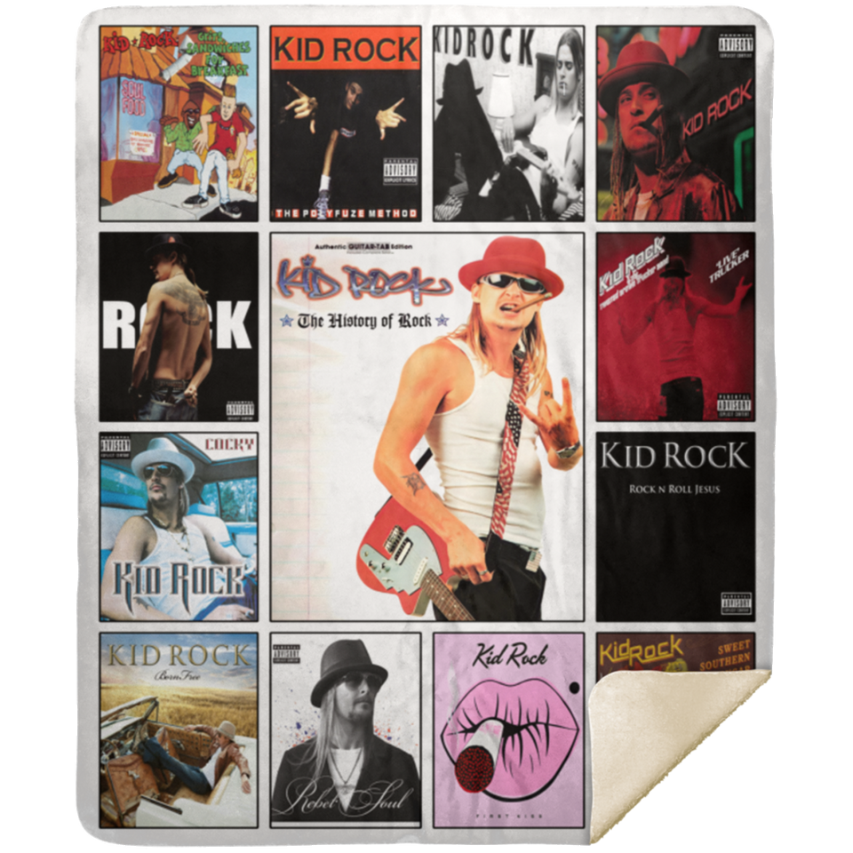 Kid Rock Blanket, Kid Rock Albums Fleece, Sherpa Blanket For Fans - MSHM Premium Mink Sherpa Blanket 50x60