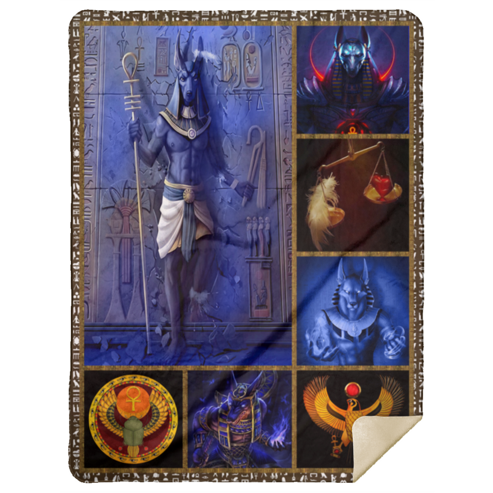 Anubis Blanket, Ancient Egyptian God Of Dead Fleece, Sherpa Blanket MSHL Premium Mink Sherpa Blanket 60x80