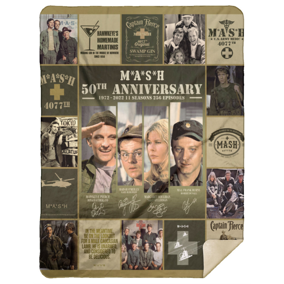 M A S H TV series Blanket, Mash 4077 50th Anniversary Fleece, Sherpa Blanket MSHL Premium Mink Sherpa Blanket 60x80