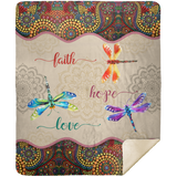Dragonfly Blanket, Faith, Hope & Love Fleece, Sherpa Blanket, Gift Ideas MSHM Premium Mink Sherpa Blanket 50x60